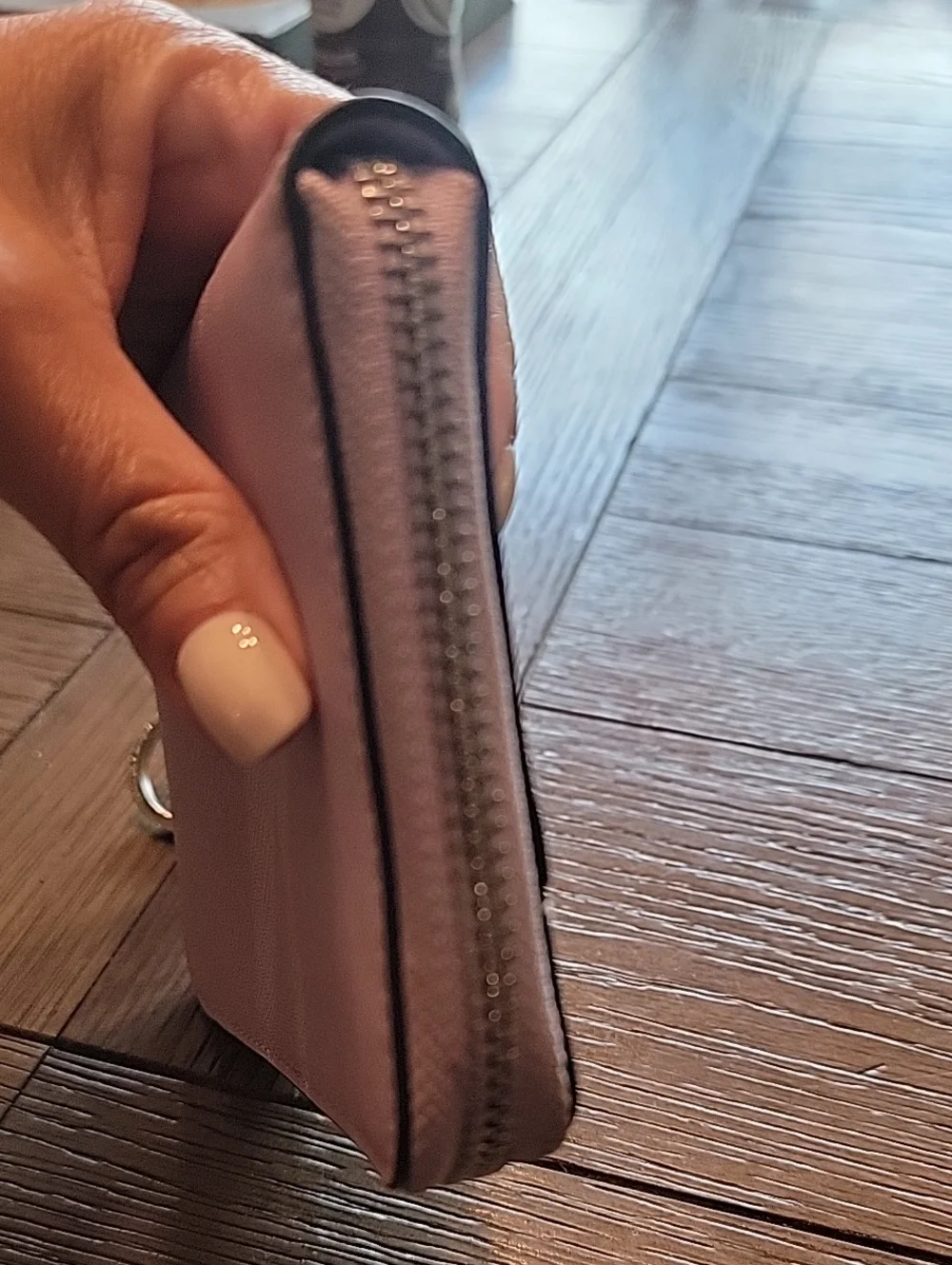 kate spade New York Lavender And Navy Saffiano Leather Zip Wallet with Key Ring